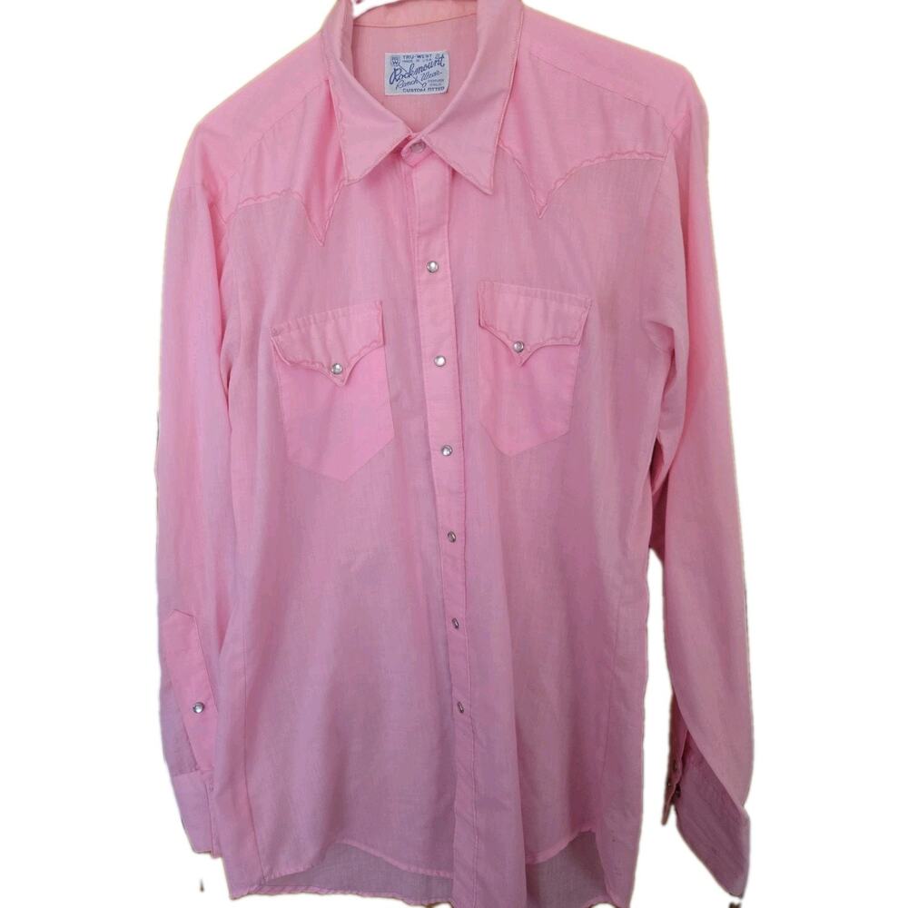 Vtg Rockmount Ranch Wear 29"L. 21" pit to Pit Pearl Button Embroidered Western